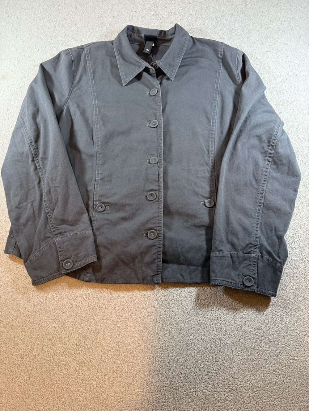 Eileen Fisher Slate Gray Button-Up Jean Jacket